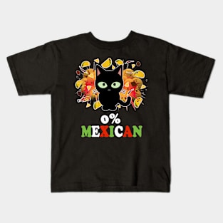 0% Mexican Funny Cat Tacos Chips Hot Sauce Cinco de Mayo Kids T-Shirt